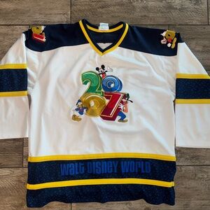 Nike Men’s Jersey - White, Blue, and Yellow with Disney Design